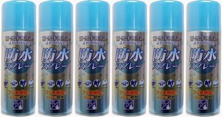 6本　防水スプレー フッ素樹脂タイプ 420mL　透明なフッ素樹脂が衣類や靴をしっかりコート。通気性を保ちながら雨や油、汚れをはじきます。