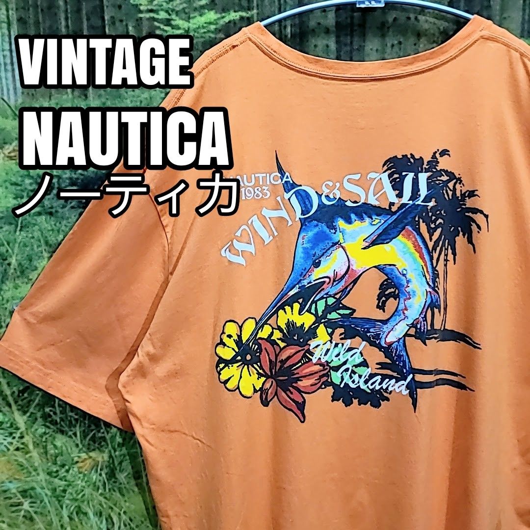 90s　90年代 NAUTICAノーティカ魚バックプリント　 オーバーサイズ Tシャツ ヴィンテージ　ビンテージ　VINTAGE 