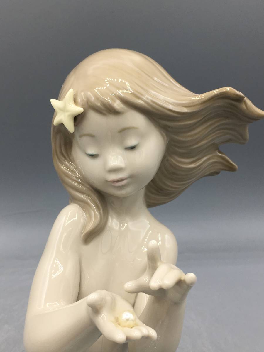 希少 リヤドロ LLADRO マーメイド 海の宝石 真珠 人魚 少女 置物 フィギュリン 陶器 1368 レア 陶器人形_画像2