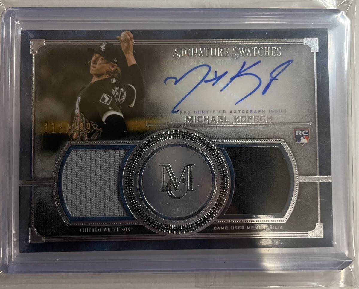 最速169キロ！！2019 Topps Museum Collection Baseball Michael Kopech Dual Relic Auto /299直筆サインカード 直筆サイン Topps_画像1