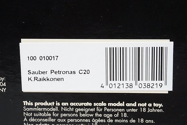 ミニチャンプス PMA 1/18 Red Bull Sauber Petronas レッドブル ザウバー ペトロナス C20 K.ライコネン 2001 #17 100010017の画像9