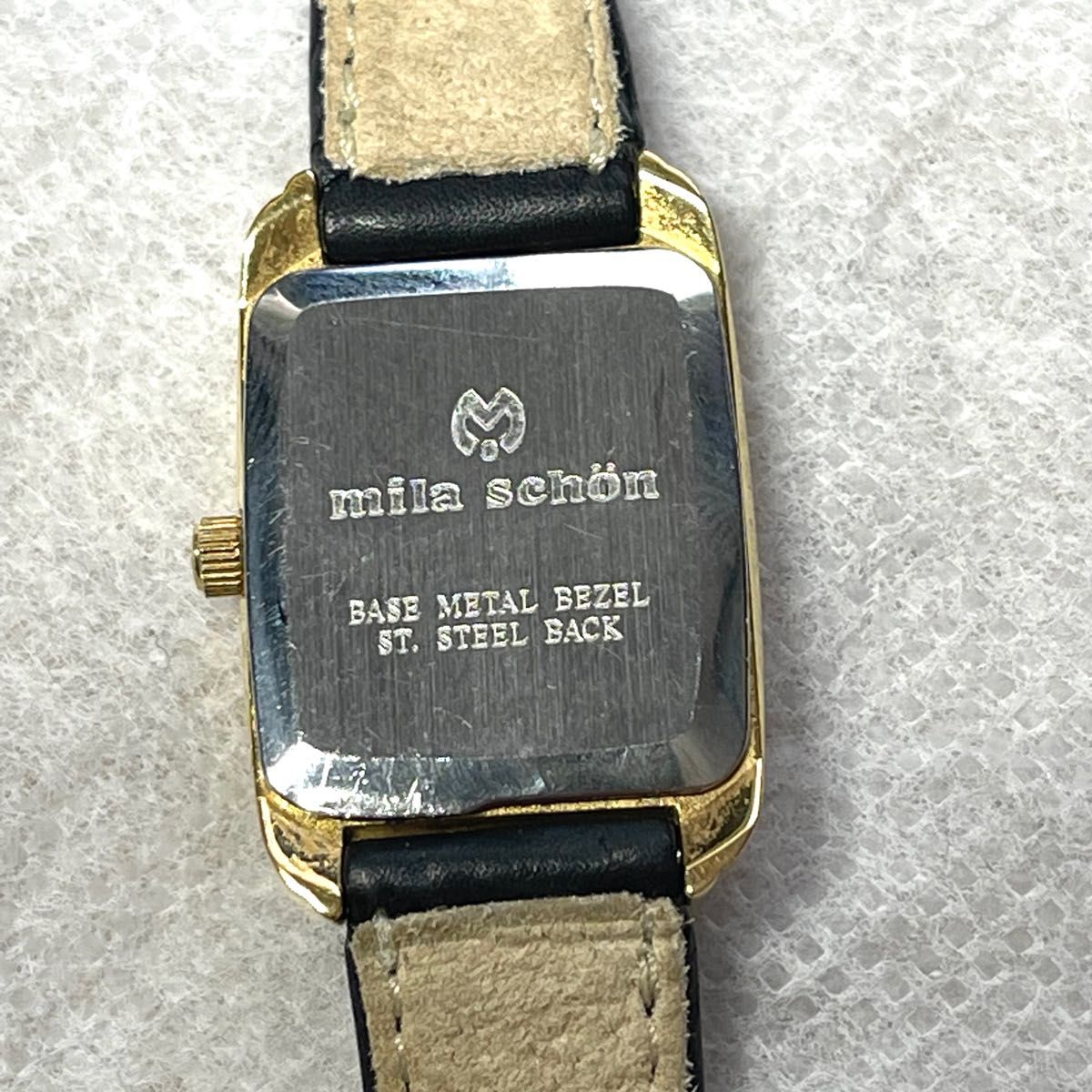 稼働　美品　milaschon レディース腕時計　ローマン　レクタンギュラー　ゴールド　クラシック