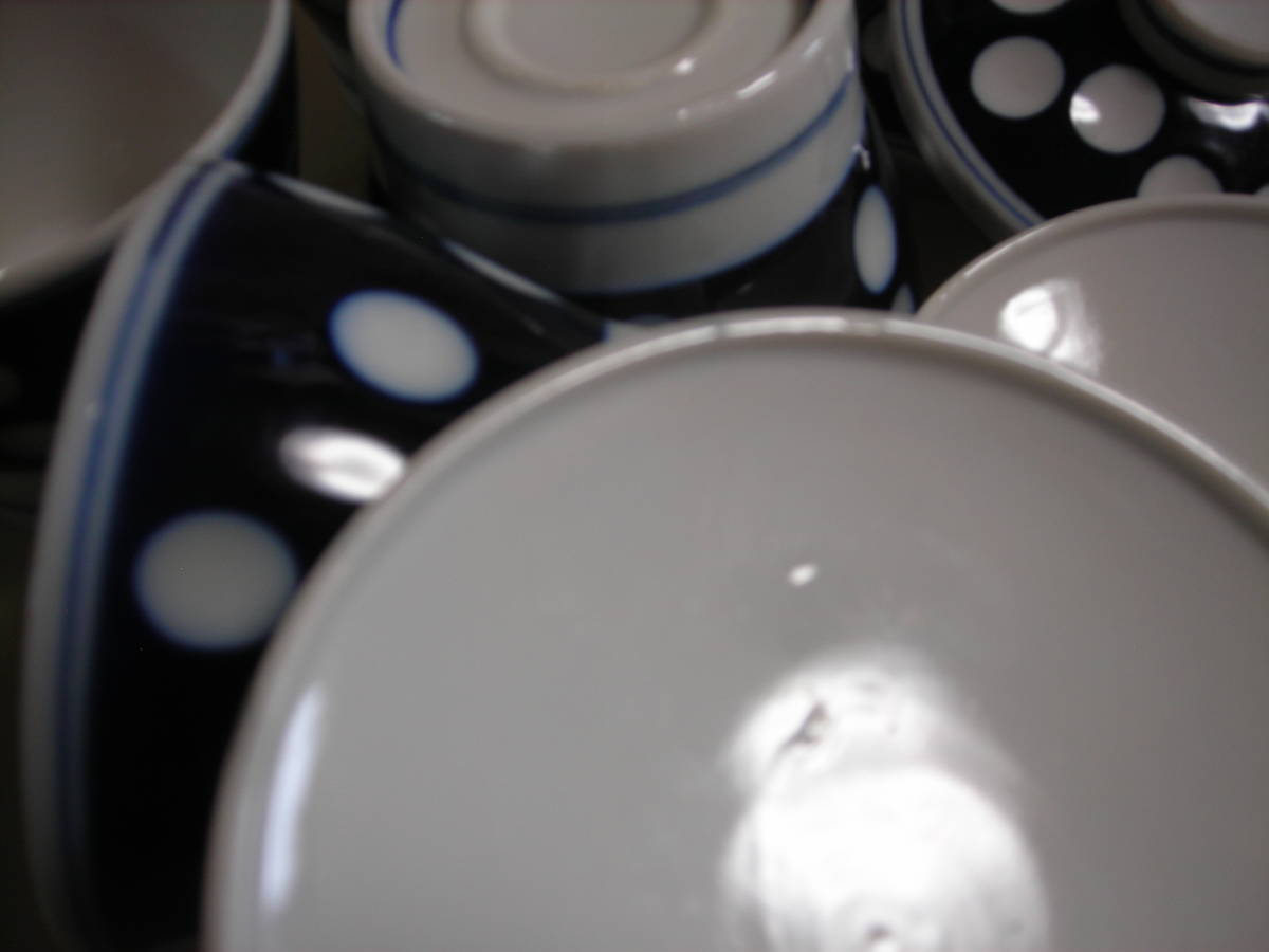 R5 05★昭和レトロ 水玉模様の茶碗蒸し茶碗 4個set 　経年品_画像6