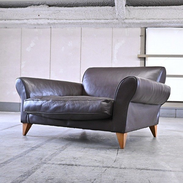 THE CONRAN SHOP 70 ten thousand [ELLIPSE/ ellipse ]1.5 seater . sofa original leather te Len s navy blue Ran leather single wide Conran Shop _ wing slow 