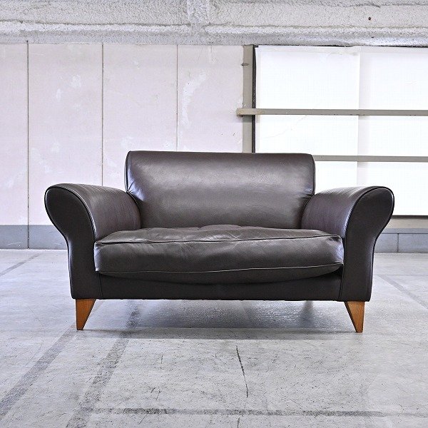 THE CONRAN SHOP 70 ten thousand [ELLIPSE/ ellipse ]1.5 seater . sofa original leather te Len s navy blue Ran leather single wide Conran Shop _ wing slow 