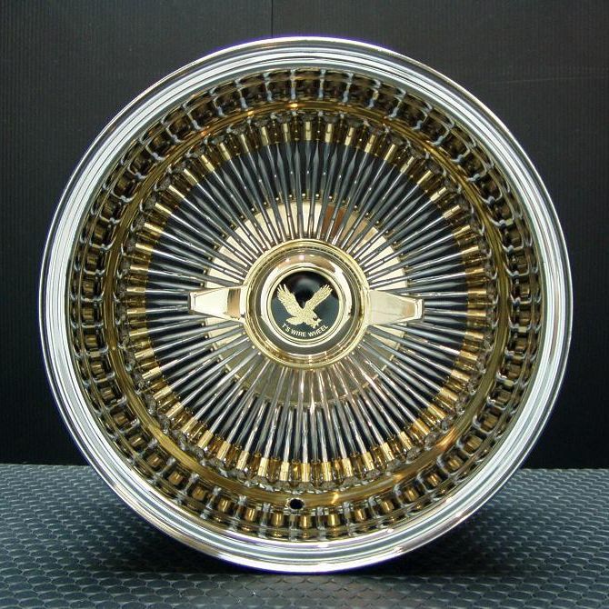 ワイヤーホイール T's WIRE 14X7J REV100SP トリプルゴールド レミントンホワイトリボンタイヤセット　＜ローライダー/USDM＞_画像4