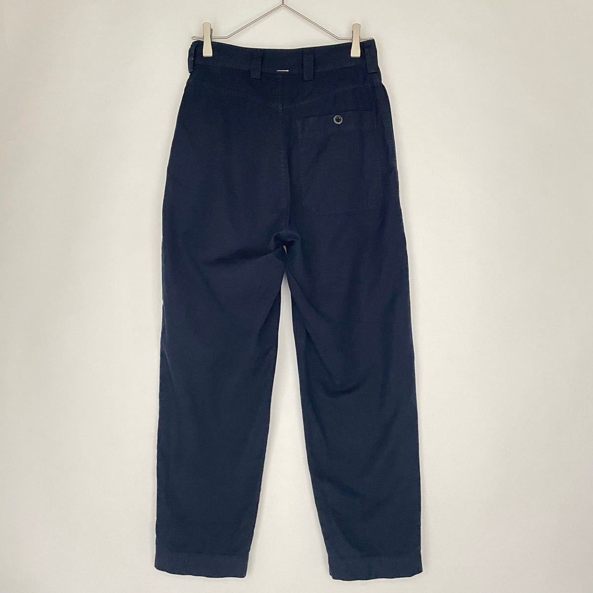 MHL. M H L super-beauty goods rare GARMENT DYE CANVAS chinos tapered tiger u The - wide linen cotton navy navy blue color size I