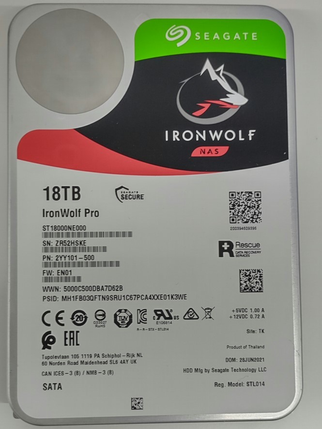 SEAGATE IronWolf Pro(ST18000NE000-2YY101)◆18TB◆クリエイティブ・プロ向けNAS用高耐久HDD◆3.5in SATA 7200rpm◆使用時間87h