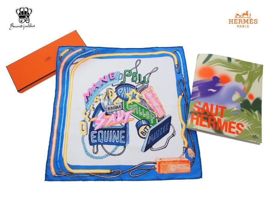 【Used 展示品】エルメス HERMES ガヴロッシュ 45 シュヴァロスコープ・ネオン SAUT HERMES AU GRAND PALAIS 2023 ソー・エルメス限定 絹_画像1