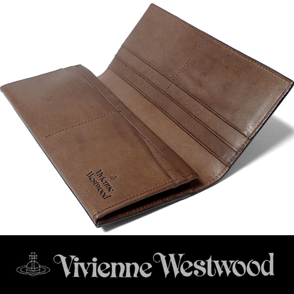 Vivienne Westwood（ヴィヴィアンウエストウッド）かぶせ長財布【３Ｄオーブ】《箱あり》本革 チョコ 濃茶 本物保証_画像4
