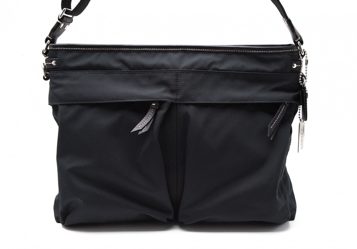  Coach COACH 70119 Zip pocket nylon shoulder bag black 