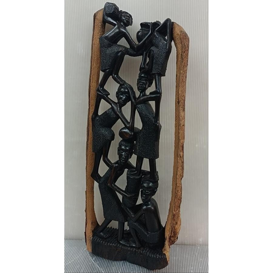 ヴィンテージ アフリカ タンザニア マコンデウジャマ 黒檀一刀彫 オブジェ