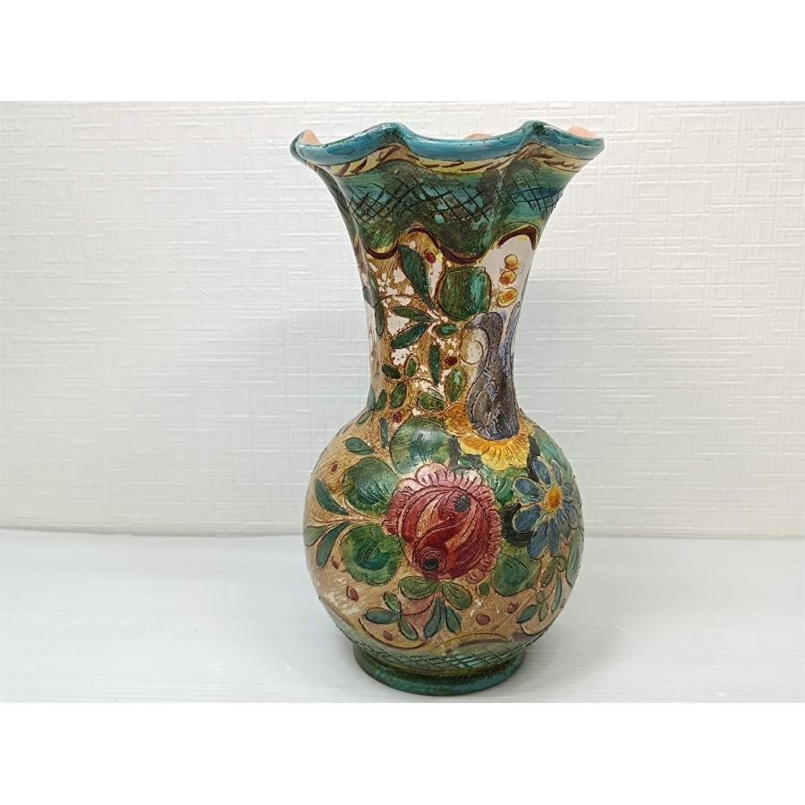 骨董品 マヨルカ焼 DERUTA ITALY製 ハンドペイント 花瓶/花器_画像2