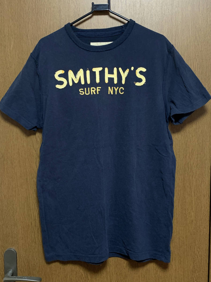 L SMITHY'S HERITAGE / スミス ヘリテージ SURF NYC ネイビー 半袖Tシャツ_画像1