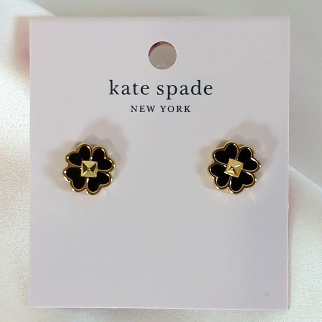  Kate Spade kate spade black Gold Spade four . leaf clover necklace . earrings 2 point set new goods unused 