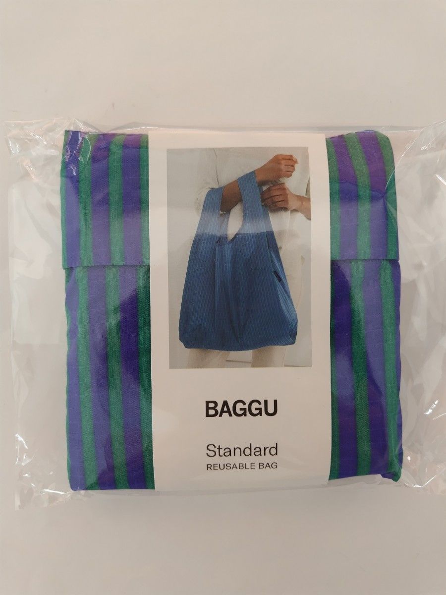 BAGGU　エコバッグ　スタンダード　コバルト×ジェイド　ストライプ　新品未使用