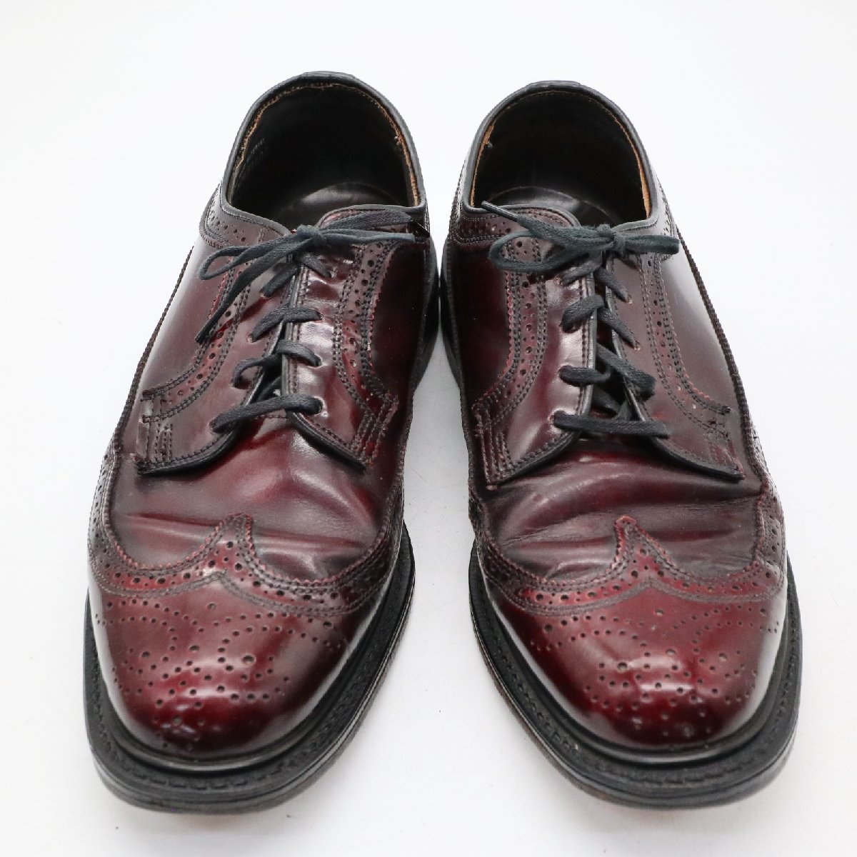 JC Penney 外羽根式 ロングウィングチップ 本革 レザー 革靴 レザーシューズ フォーマル ( メンズ 9 D ≒ 27cm ) 中古 古着 KA0087