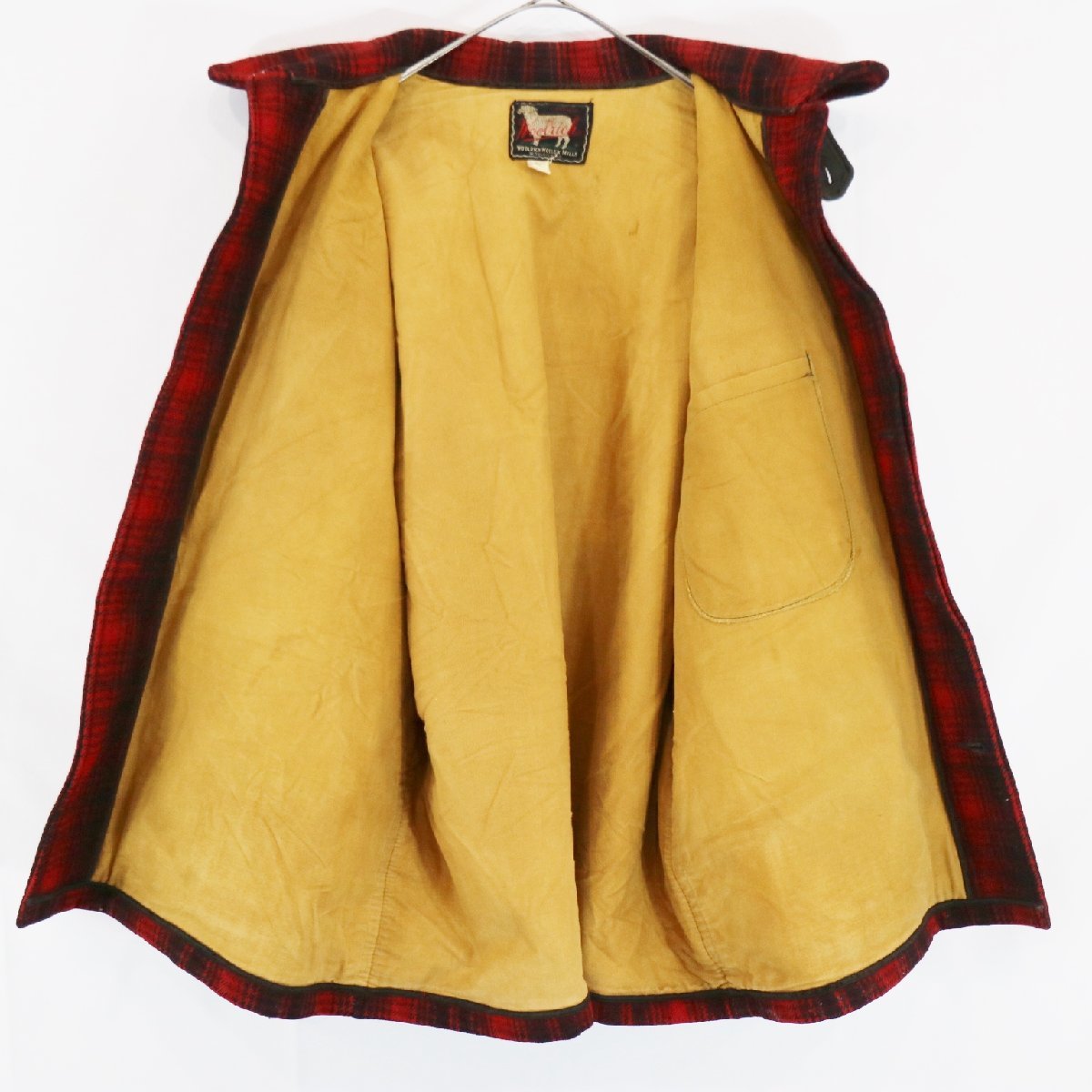 良質 50年代 Wool Rich ハンティングジャケット アメカジ ヴィンテージ ギミック チェック 赤×黒 ( メンズ 38 ) 中古
