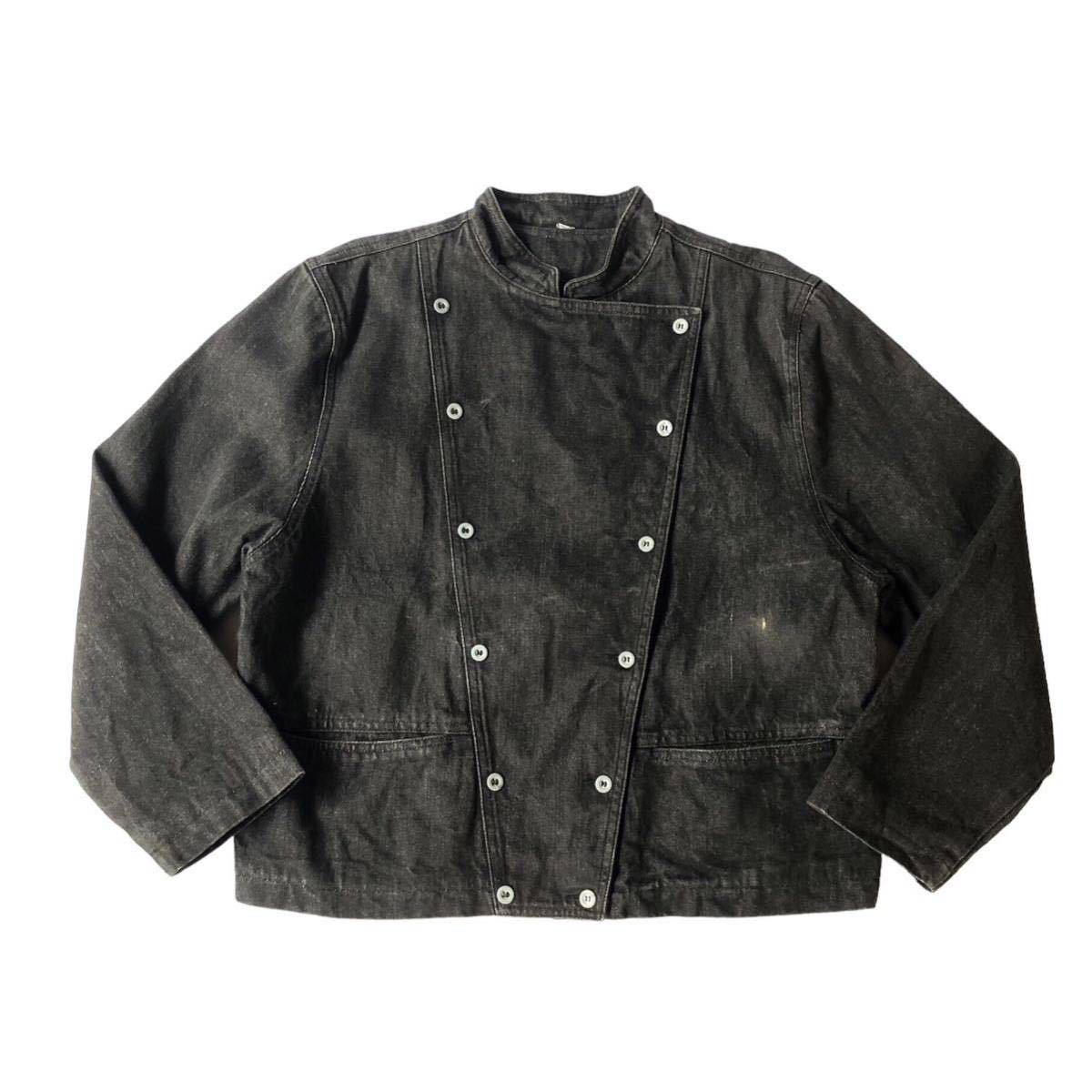 特売 Denim Black Buttons Metal Senneville de Elisabeth 80s CookJacket vintage french コックジャケット ブラックデニム メタルボタン 1985? Lサイズ 特売 Denim Black Buttons Metal Senneville de Elisabeth 80s CookJacket vintage french コックジャケット ブラックデニム メタルボタン 1985? Lサイズ