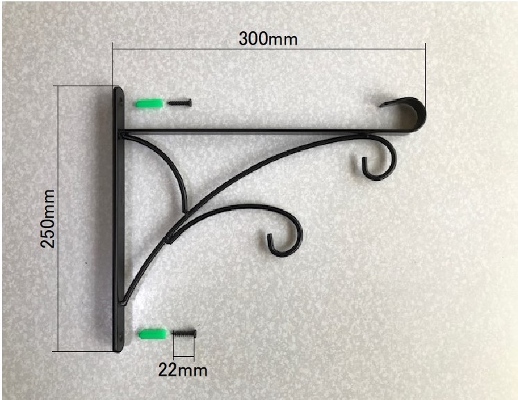 【４個セット】■ハンギング金具（黒）KB-11■ハンギングバスケット 植物 ガーデニング 壁掛け用金具 アイアンブラケット 壁面金具_画像2