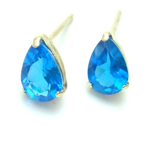 K10YG/WG neon голубой апатит пара Shape серьги ювелирные изделия 6x4 Gold индиго голубой 