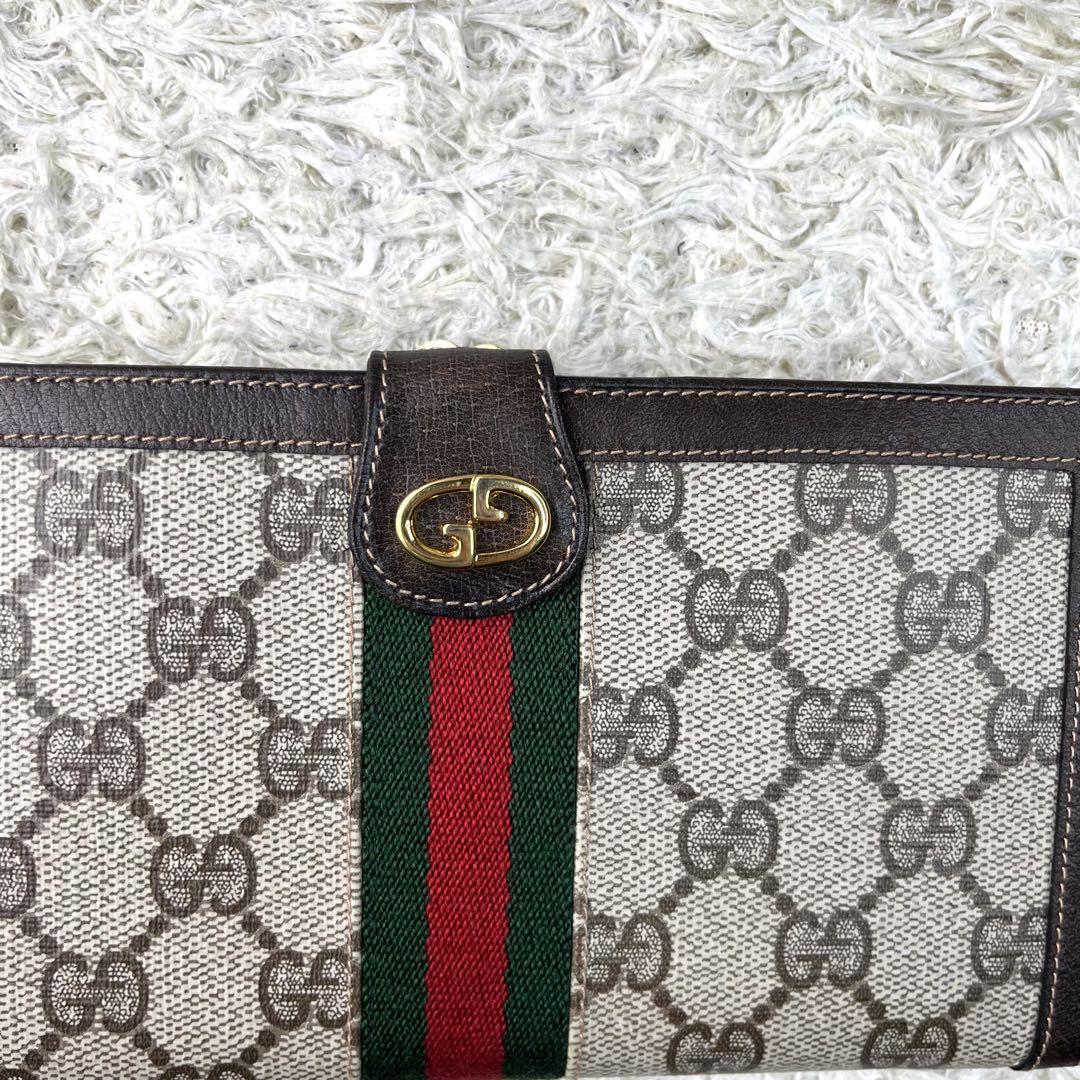 極美品】 OLD GUCCI オールドグッチ がま口 長財布 GG柄 シェリー