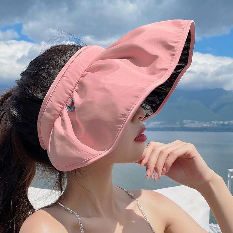 新商品 サンバイザー 紫外線対策 吸汗 日よけ 帽子 ツバ UVカット ピンク