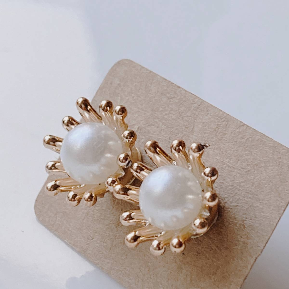 ピアス　ミルククラウン　パール　ゴールド☆vintage jewelry accessories A067_画像2