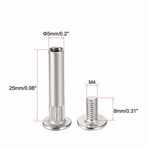 スクリューポスト ベルトバックル製本ボルトレザー ファスナー炭素鋼 5 mm穴径に適合 メスM4x25 mm_画像2