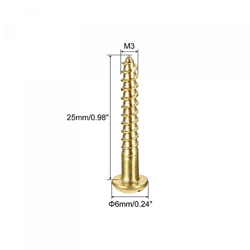 uxcell 木ネジ スロット付きラウンドヘッド 真ちゅう セルフタッピングねじ M3x25 mm 50個_画像2