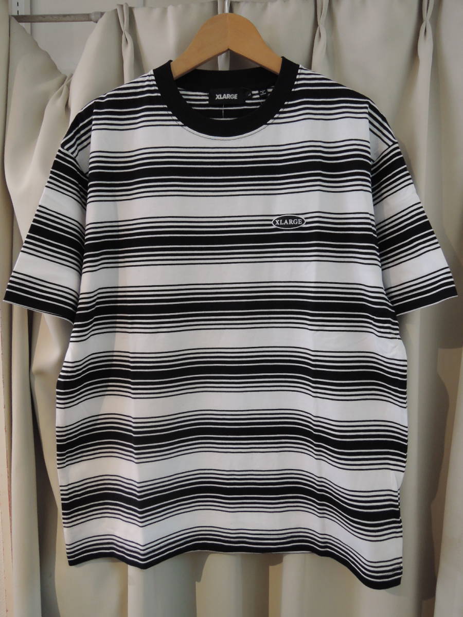 X-LARGE XLARGE エクストララージ EMBROIDERED STRIPED S/S TEE ホワイト Lサイズ 最新人気商品 送料￥230～ 値下げしました！_画像1