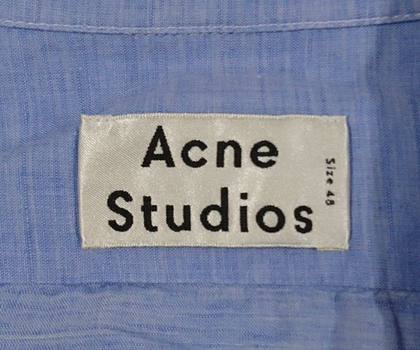 ACNE アクネ リネン 半袖シャツ コットン ライトブルーサイズ 48 正規品 / B3070の画像4