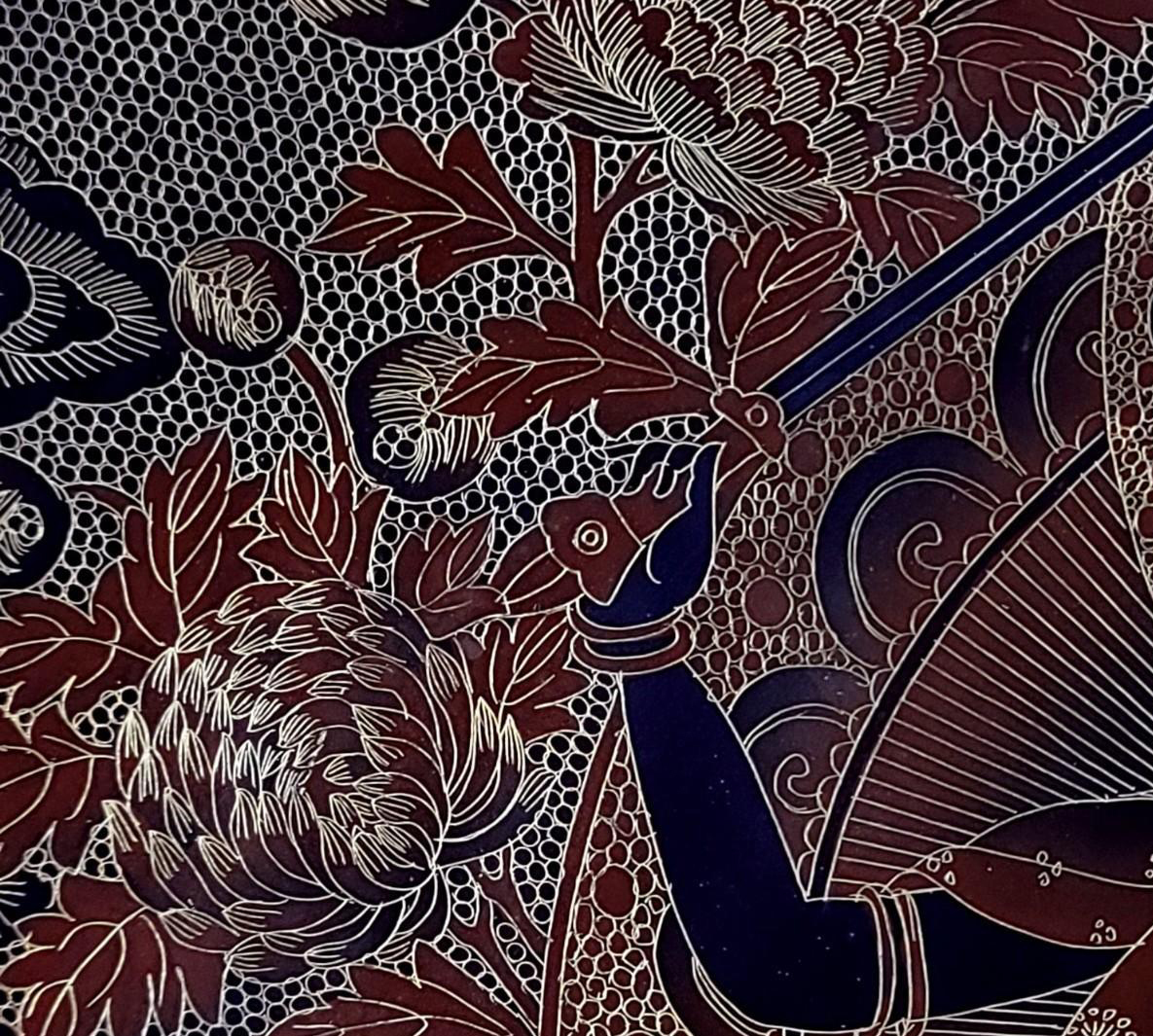 清代　乾隆年　祭蘭釉　描金　琺瑯彩　菩薩紋大磁皿_画像5