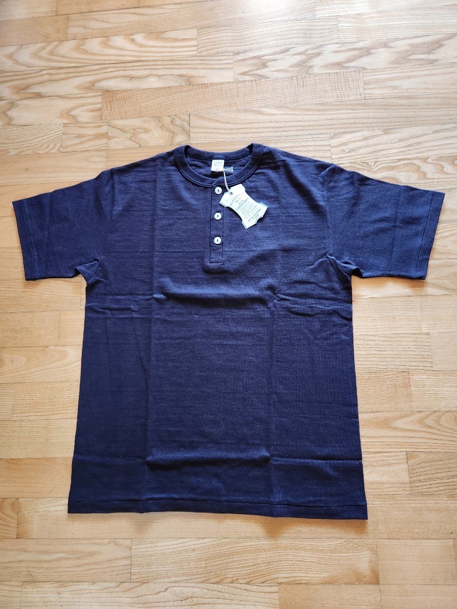 送料込★WARE HOUSE　ウエアハウス　4601 HENLEY NECK TEE 半袖ヘンリーネックTシャツ　日本製　スミクロ　XL_画像1