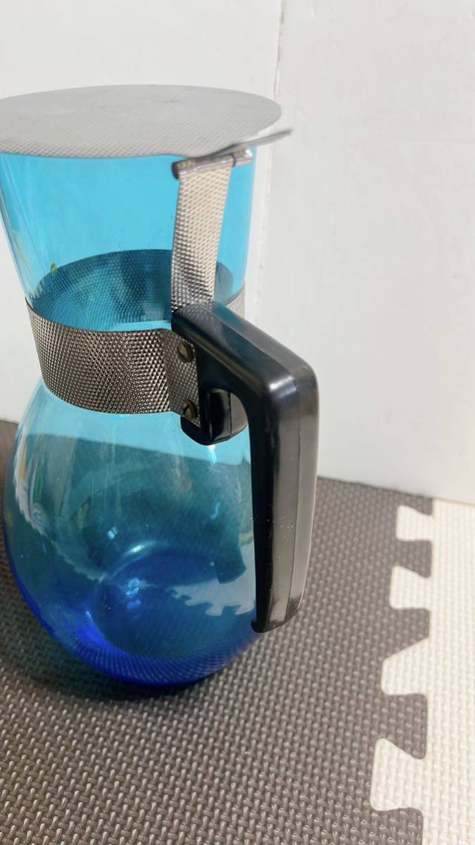 【昭和レトロ】卓上ポット 水差し ガラス キッチン用品 青の画像5
