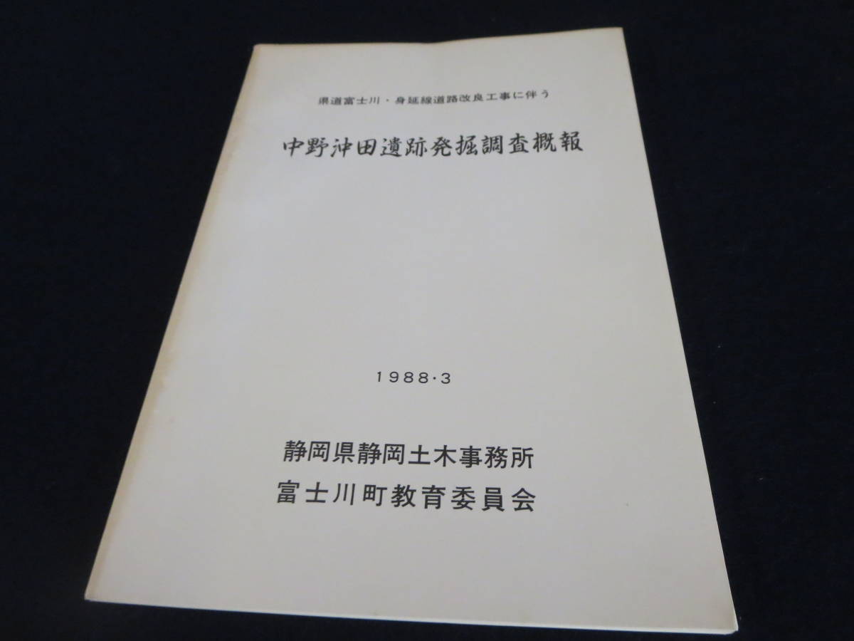 資料　県道富士川身延線改良工事に伴う　中野沖田遺跡発掘調査既報　１９８８年３月_画像1