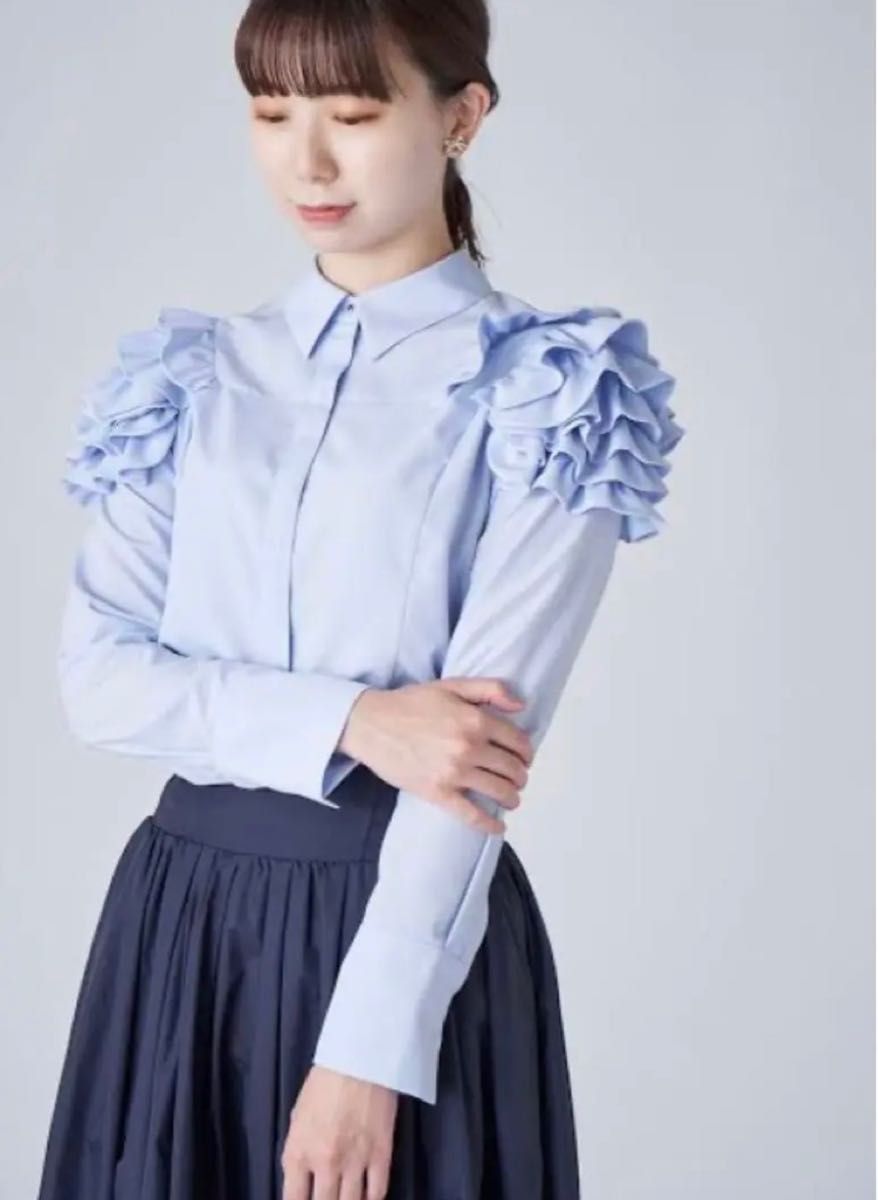 HANAE MORI CELFORDコラボ フリルショルダーブラウス 38 白 ホワイト-