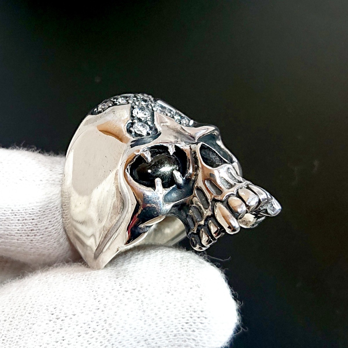 silver925 スカル　ジルコニア　髑髏　ガイコツ　skull ring