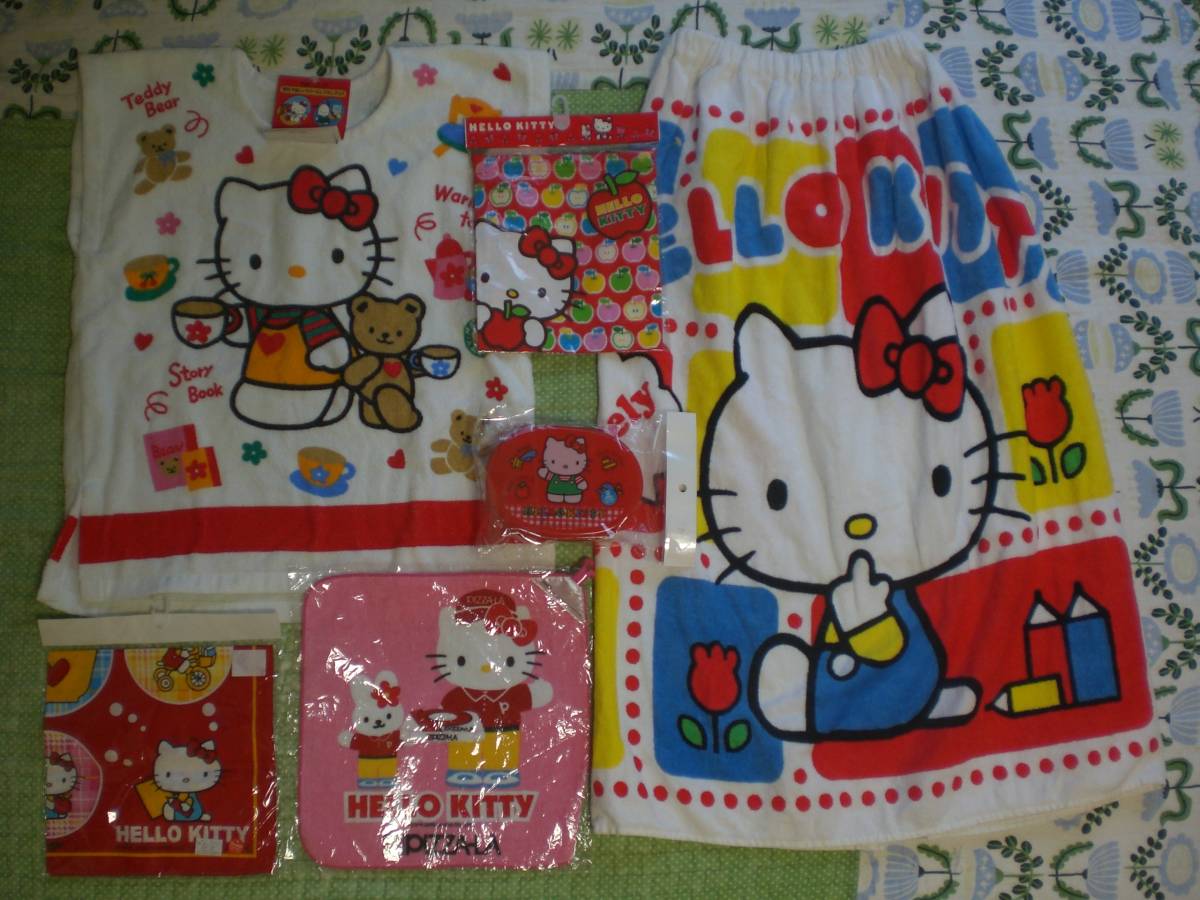 6 Hello Kitty キティちゃん タオルスリッパー スリーピングタオルポンチョ 弁当箱 巾着 ランチクロス ハンドタオル 6set(ハローキティ)|売買されたオークション情報、ヤフオク! の商品情報をアーカイブ公開 ランチクロス