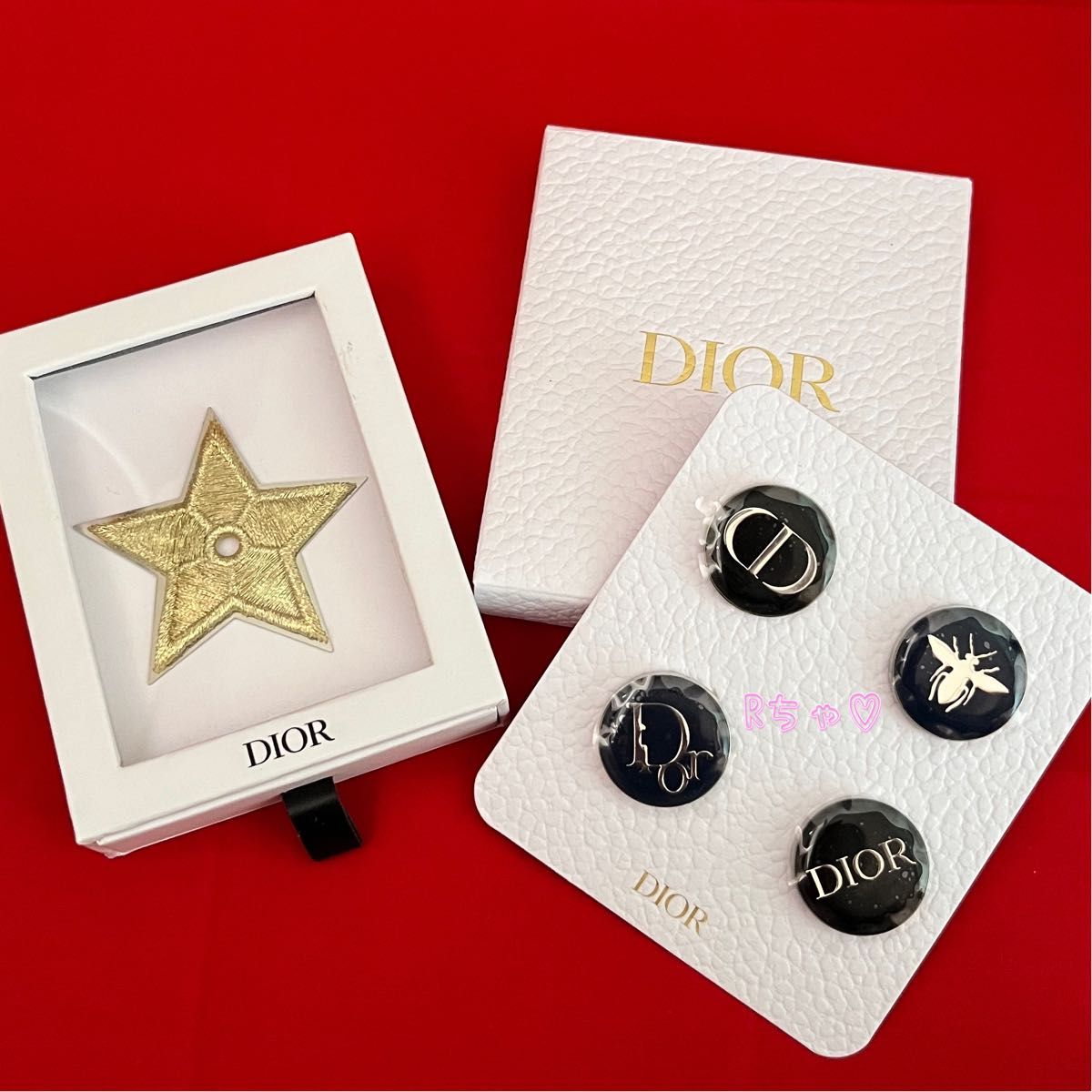 Dior ディオール 定番ロゴ スター 星型 ピンバッジ セット ノベルティ 限定品 星 ブローチ ピンズ 蜜蜂ロゴ スターピン