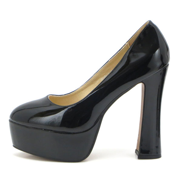  new goods large size pumps black 27.5cm 131420-45 enamel style front thickness bottom storm high heel futoshi heel 