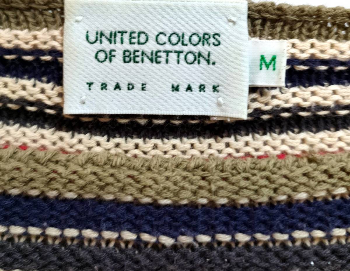 90年代 ビンテージ UNITED COLORS OF BENETTON コットン マルチカラーボーダーニット_画像3