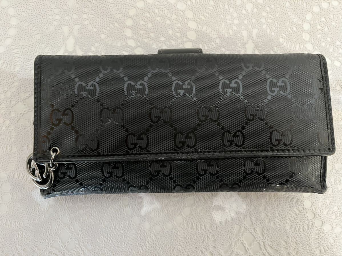 GUCCI グッチ 長財布 財布 インプリメ GG 金具 ブラック K-010-