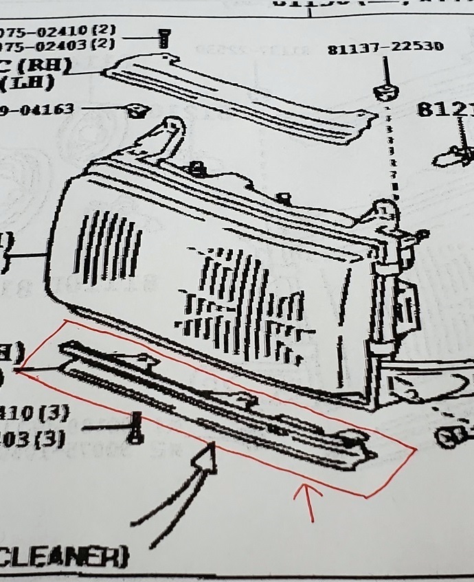 【新品】80系ランクル用　純正ヘッドランプリム（下）左右セット GX等 ヘッドランプクリーナー無し車用 1995年1月～1998年1月登録車に適合_画像4