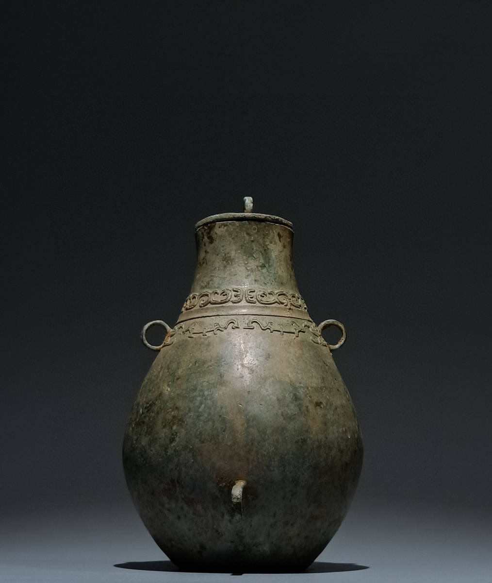 古寶奇蔵】商・青銅製・象紋壺・希少珍品・置物・賞物・中国古美術-