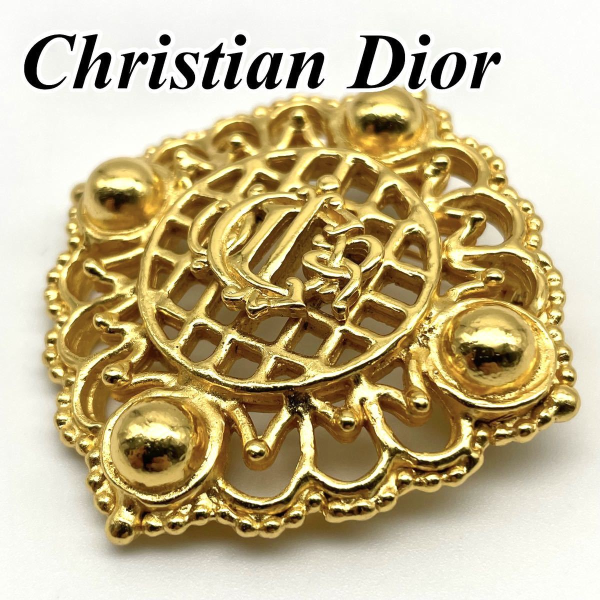 希少】Christian Dior CDロゴ ゴールド ブローチ-