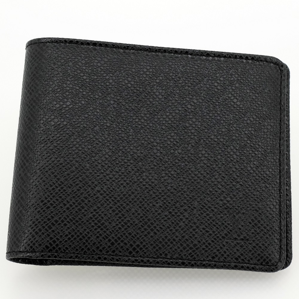 【新品同様】LOUIS VUITTON ルイヴィトン ポルト ビエ・6カルト クレディ二つ折り財布（小銭入れなし） タイガ・レザー 黒 M30482