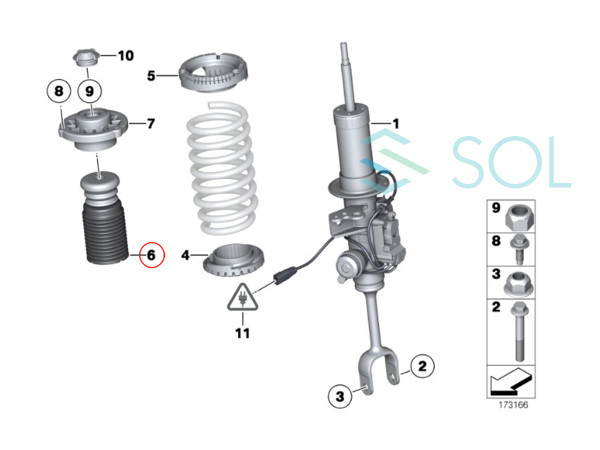 BMW F10 フロント ショック バンプラバー 補助ダンパー + ダストカバー 左右共通 523i 528i 31336789373 出荷締切18時_画像2