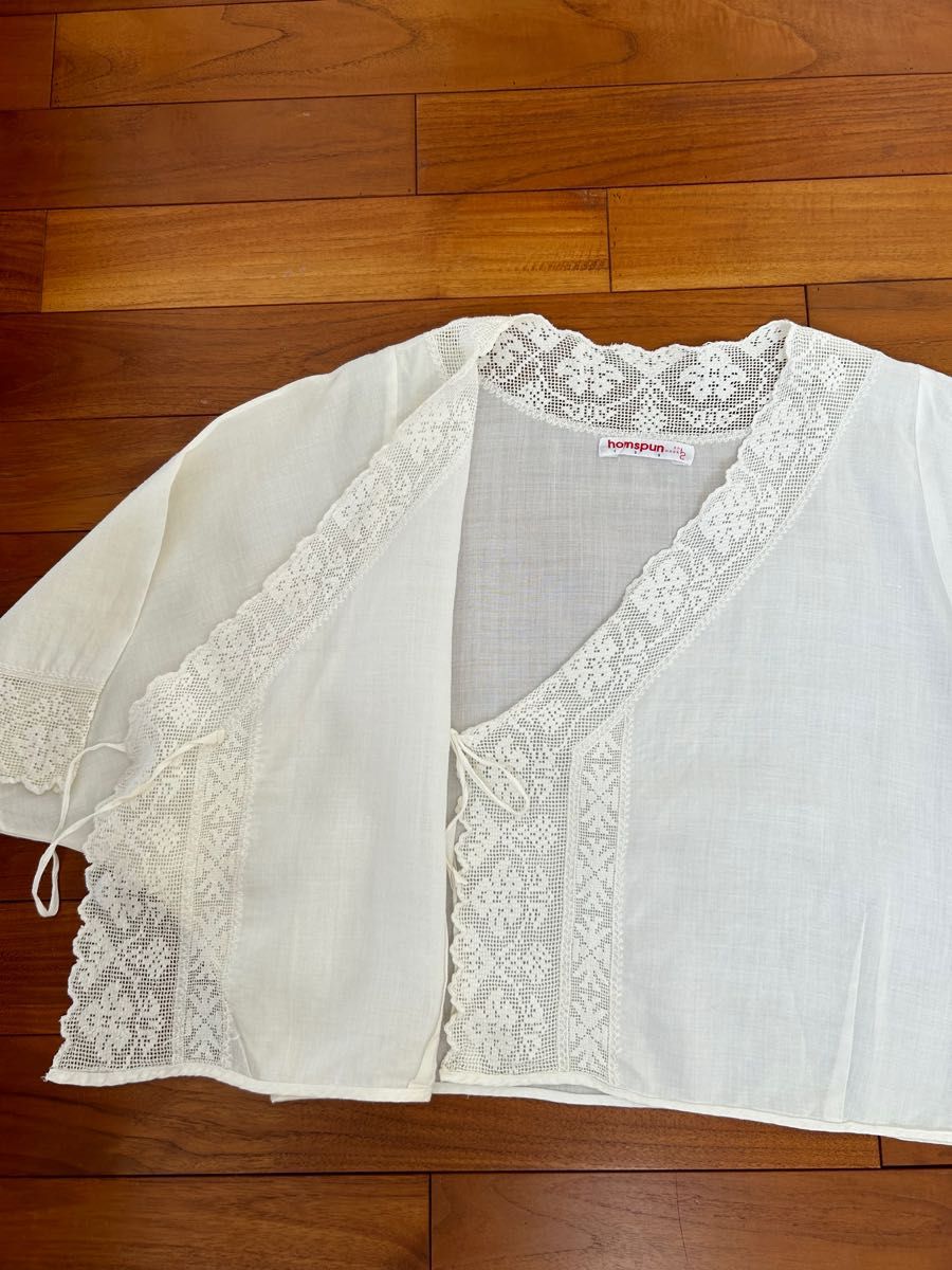 美品homspun ホームスパン ハンドメイド刺繍リネンカシュクール | www