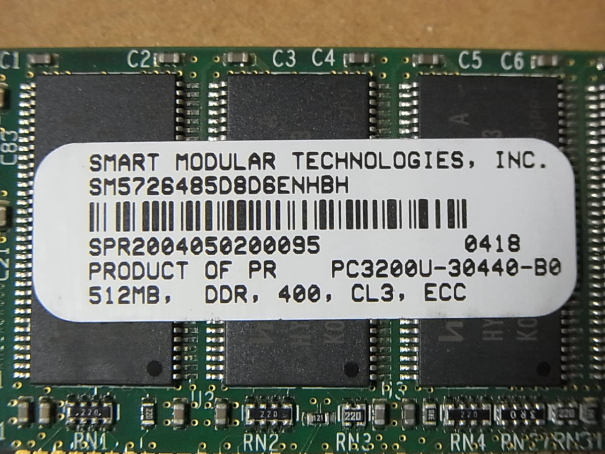 ■HP純正/SMART-MODULAR-TEC. DDR400 PC3200E/512MBx4枚(計2GB) 326316-041■ (DDR779)_画像3